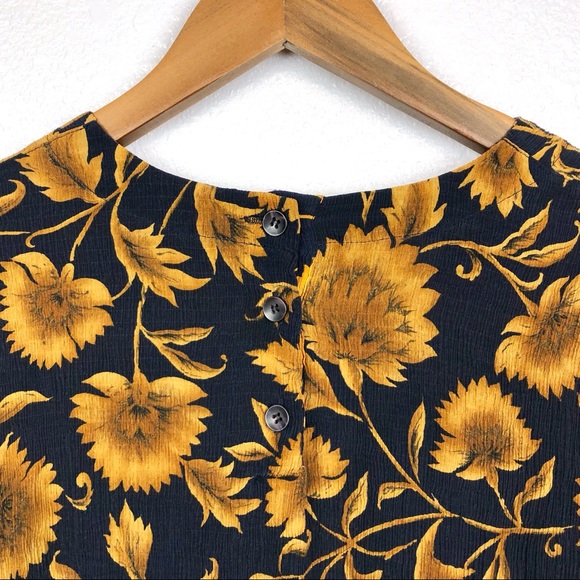 Jones New York • Blue & Yellow Floral Ruched Top - Picture 5 of 8